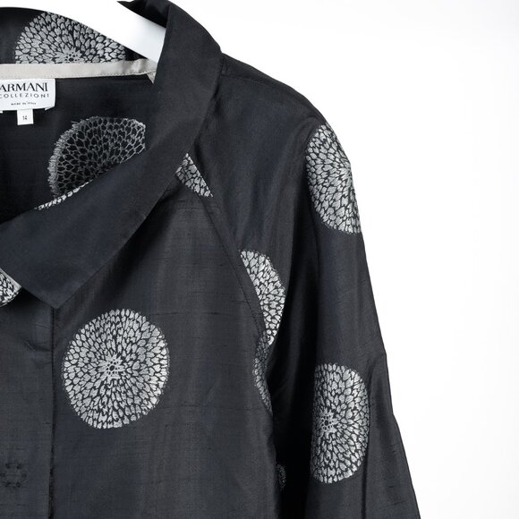 Armani Collezioni Black Shantung Mandala-Jacquard Jacket - Picture 5 of 10